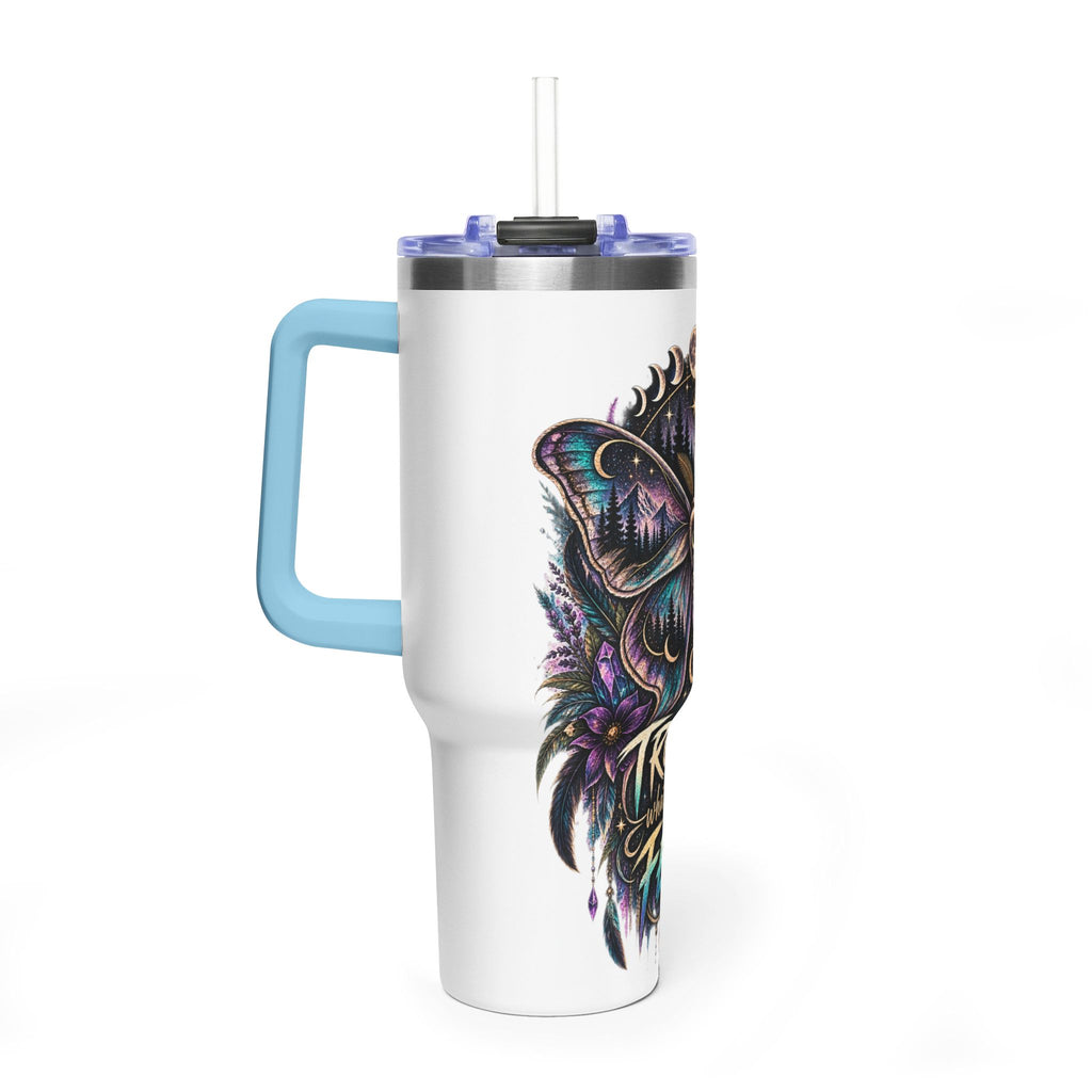 40oz Vacuum Tumbler — 'Trust What You Feel' Moth Nightscape Insulated Cup