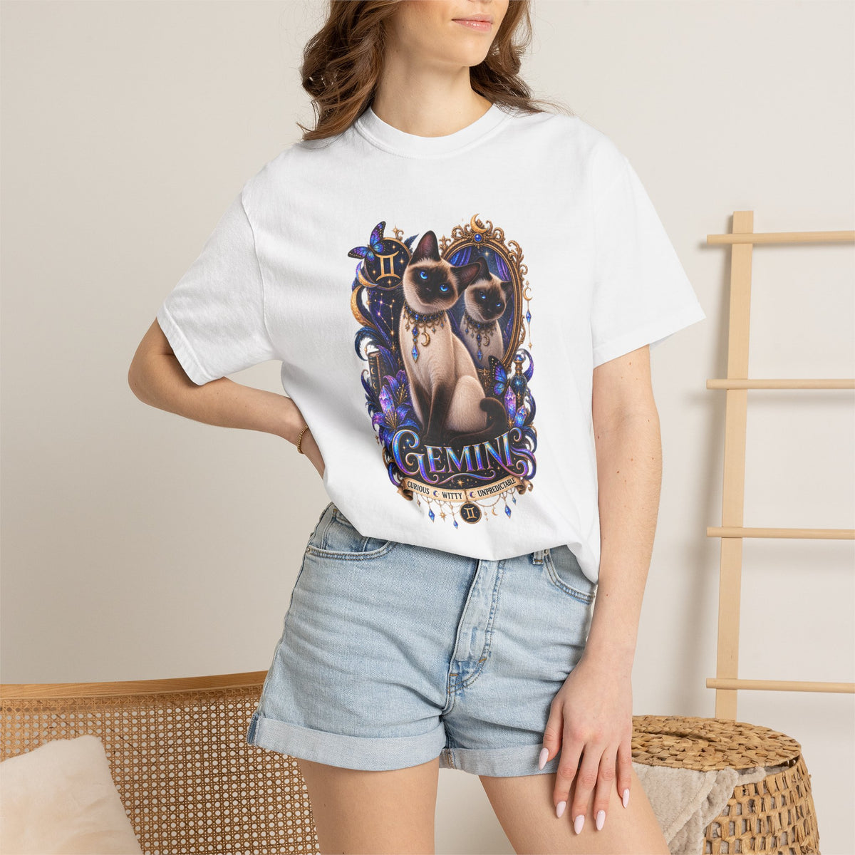 Gemini Siamese Zodiac Cats T-Shirt — Siamese Twin Astrology Tee