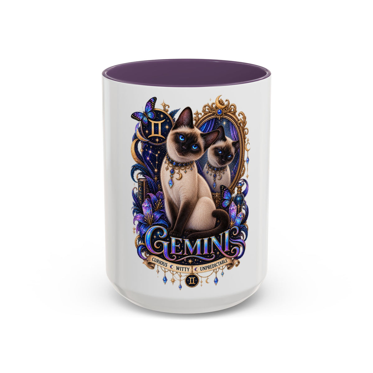 Gemini Zodiac Cat Coffee Mug — Siamese Astrology 11/15oz Accent Mug