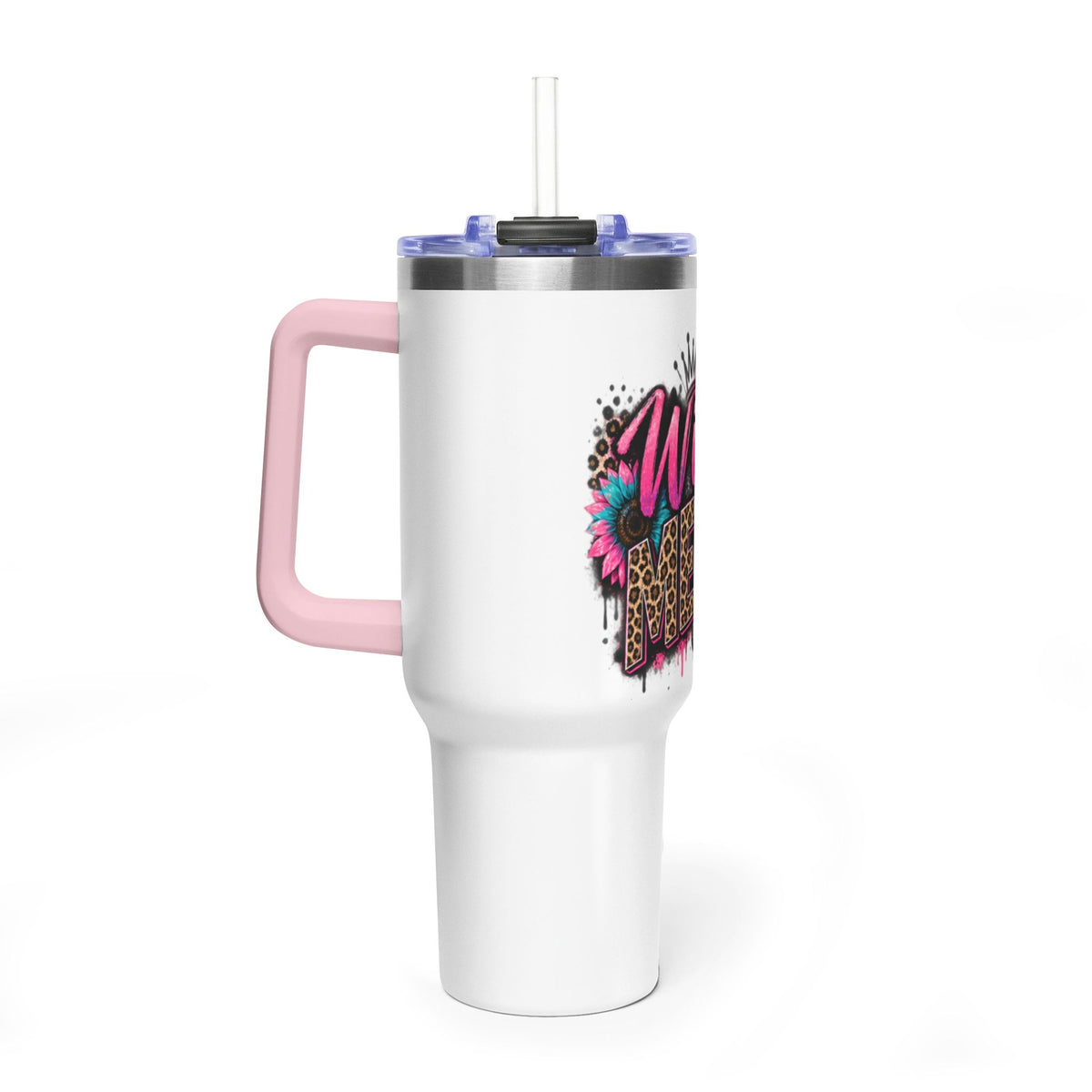 40oz Tumbler - "Wild Mom" Leopard Print Thermal Travel Cup