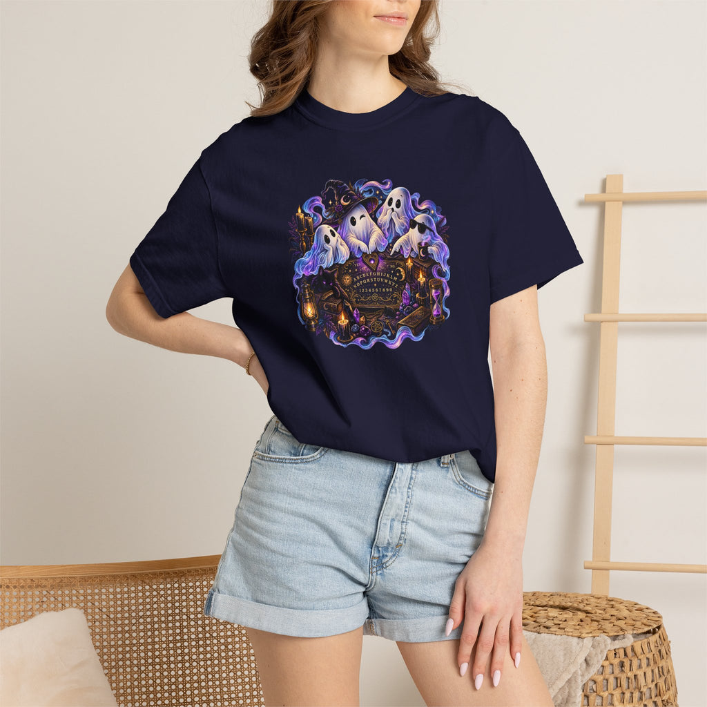 Halloween Ghost Crew T-Shirt — Spooky Night Pumpkin & Bats Graphic Tee