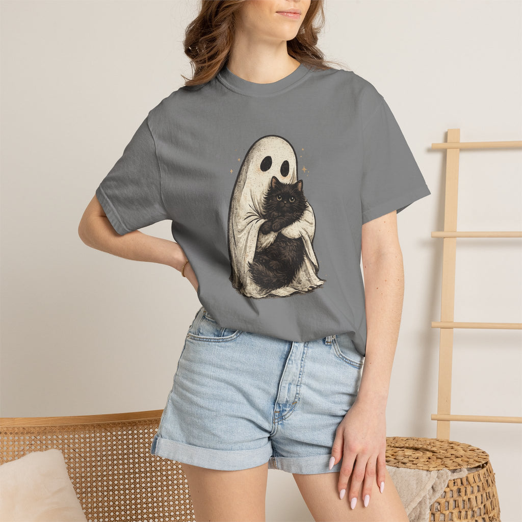 Ghost Hug T-Shirt — Cute Ghost Holding Cat Graphic Tee