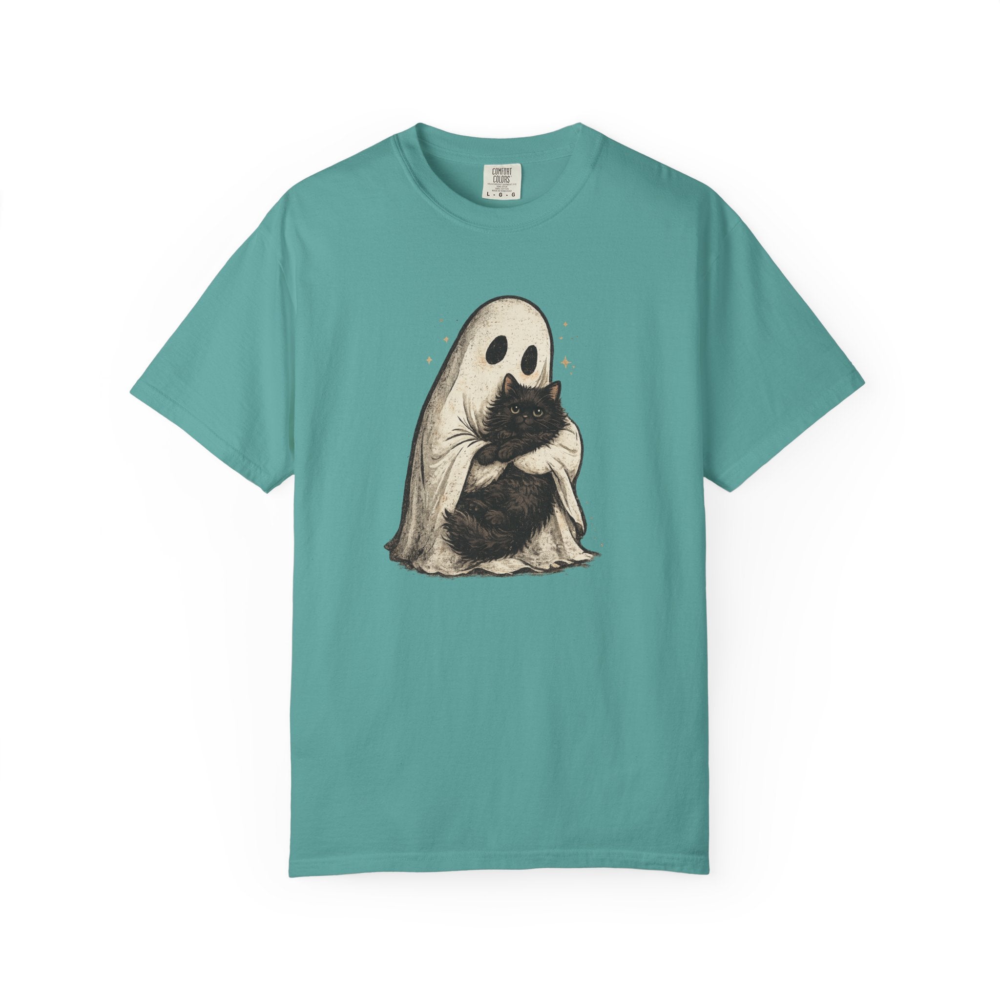 Ghost Hug T-Shirt — Cute Ghost Holding Cat Graphic Tee