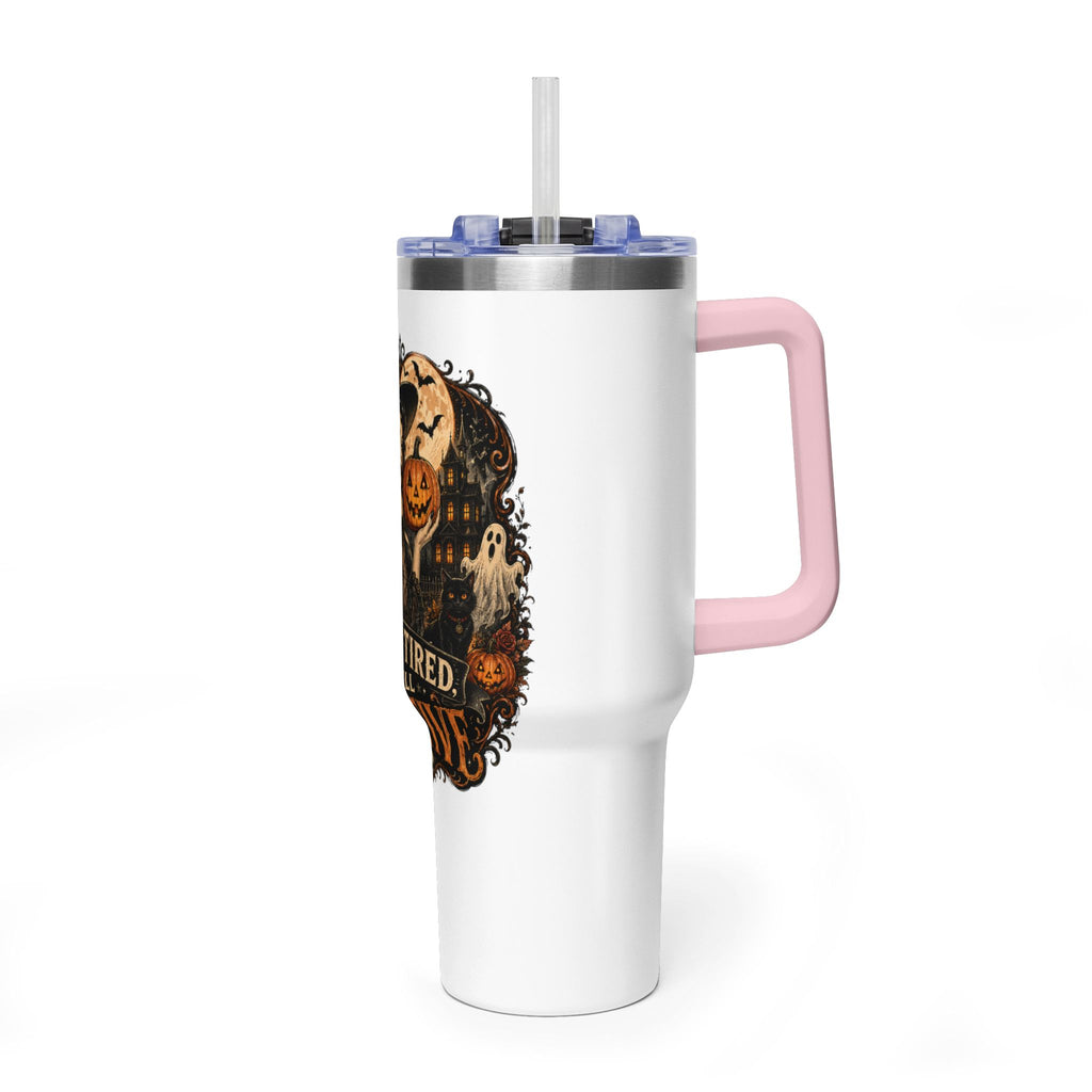 40oz Halloween Tumbler — "Dead Tired, Still Festive" Thermal Cup
