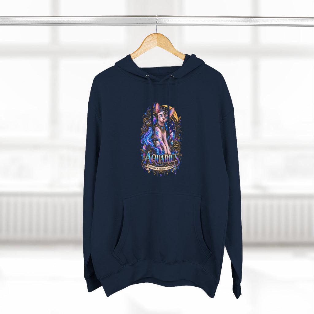 Aquarius Sphynx Cat Zodiac Hoodie- Celestial Astrology Cat Lover Sweatshirt