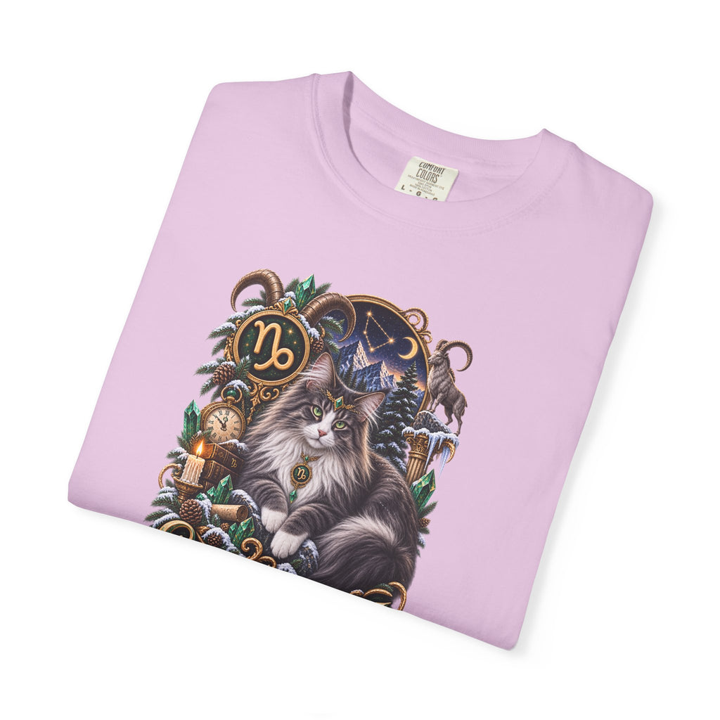 Capricorn Zodiac Norwegian Mountain Cat T-Shirt — Astrological Horoscope Tee