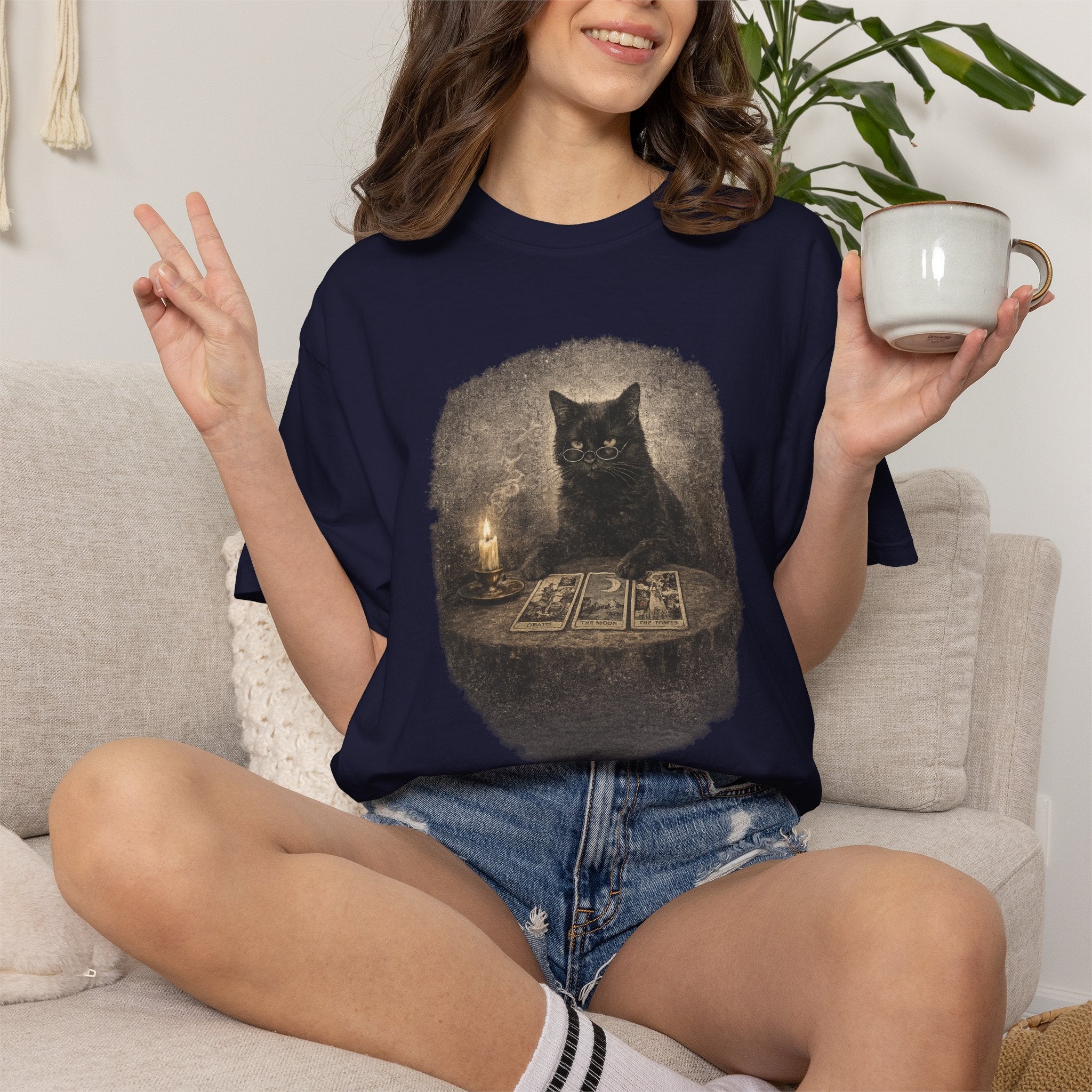 Tarot Cat T-Shirt — Black Cat Fortune Teller Graphic Tee