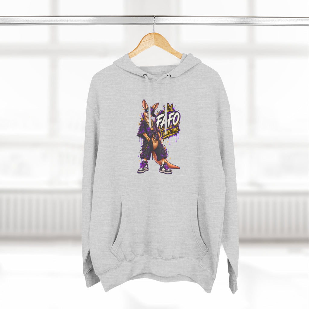 Streetstyle Kangaroo Graphic Hoodie — "FAFO" Retro Character Pullover