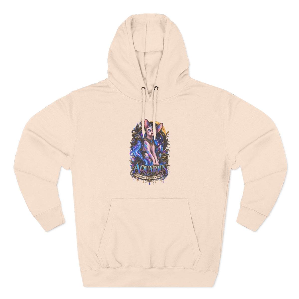 Aquarius Sphynx Cat Zodiac Hoodie- Celestial Astrology Cat Lover Sweatshirt