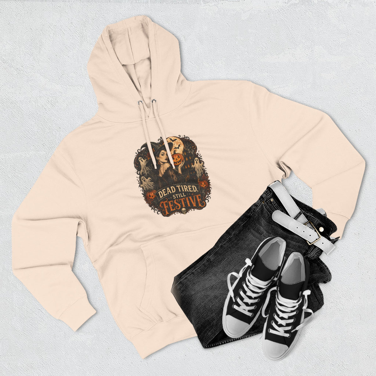 Dead Tired but Festive Hoodie — Funny Halloween Pullover