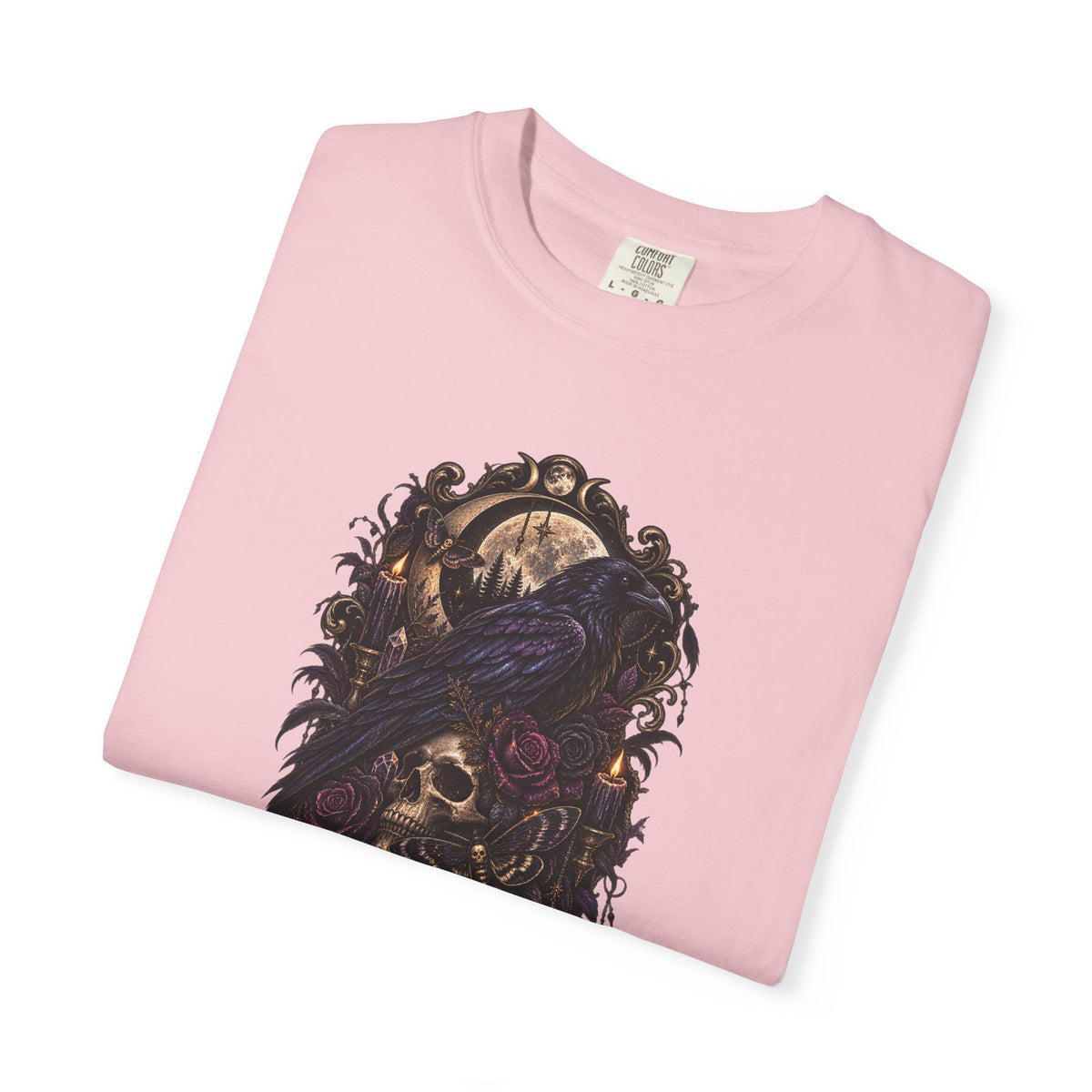 Skull & Crow Graphic Tee — Gothic Vintage Skull with Raven Design