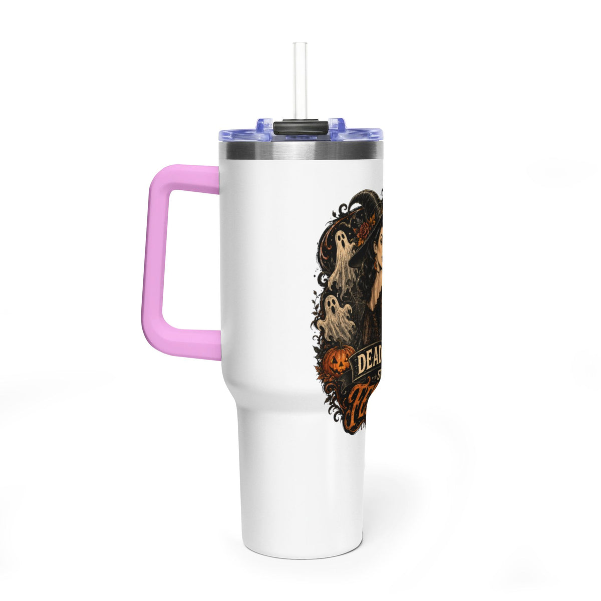 40oz Halloween Tumbler — "Dead Tired, Still Festive" Thermal Cup