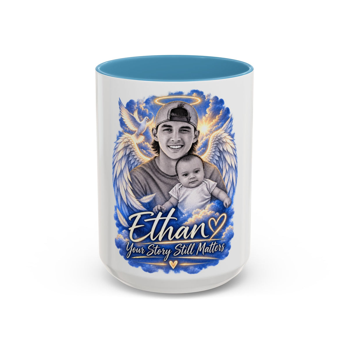 Memorial Coffee Mug — Personalized "Ethan  Your Story Still Matters" Angel Wings Tribute