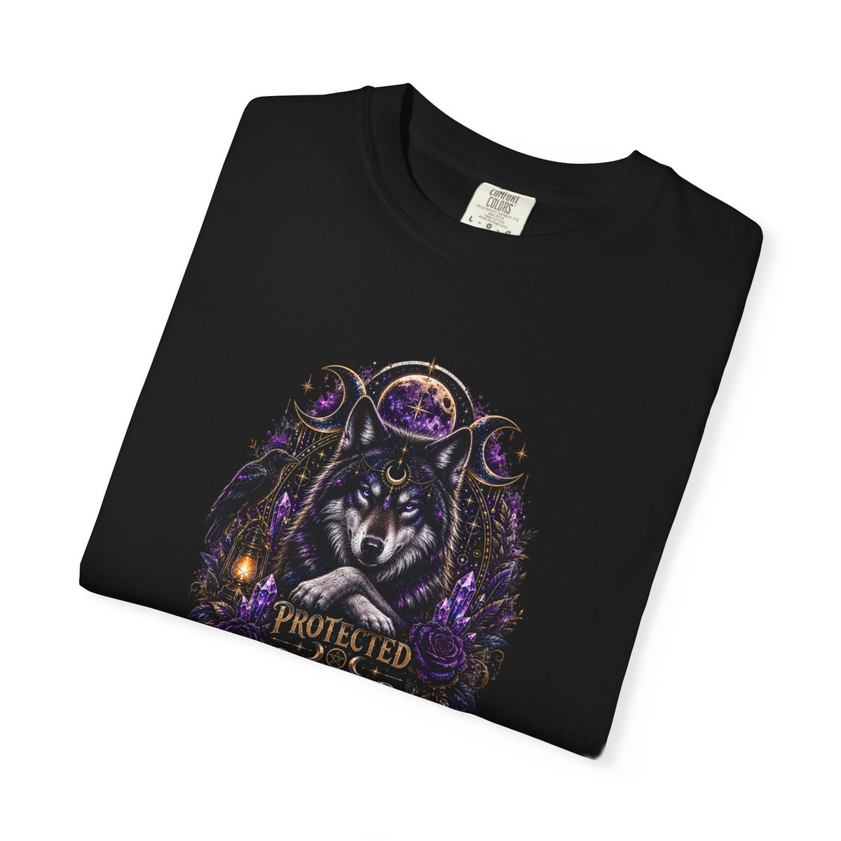 Protector Wolf T-Shirt — "Protected, Guided, Unfuckwithable" Spiritual Graphic Tee