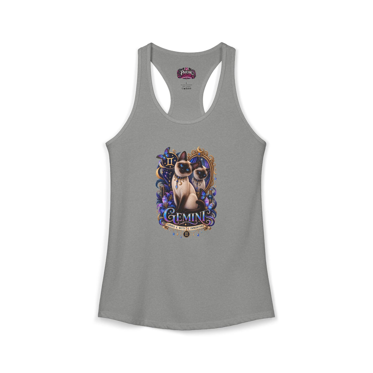Gemini Siamese Cat Zodiac Tank- Celestial Astrology Cat Lover Tank