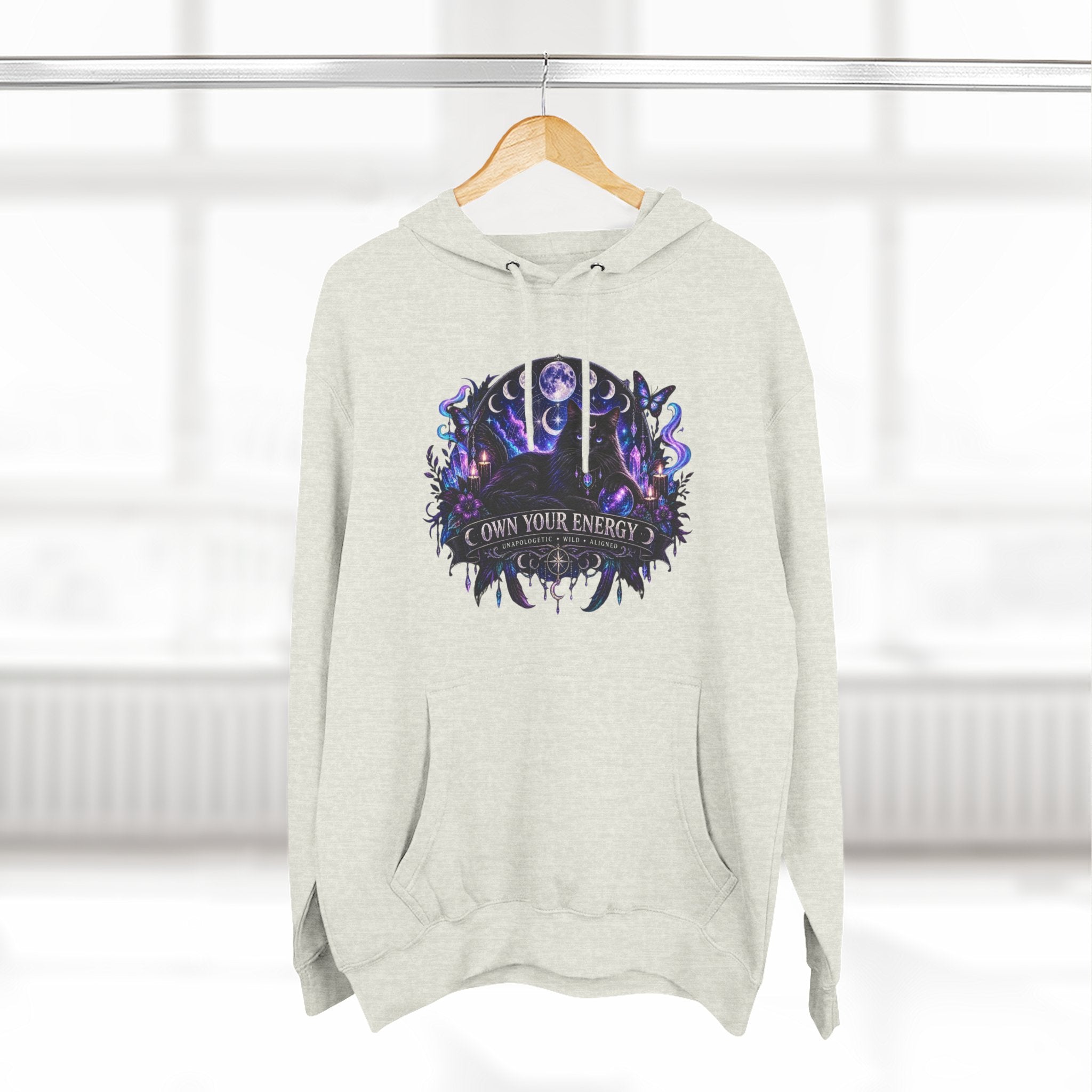 Mystical Black Cat Fleece Hoodie