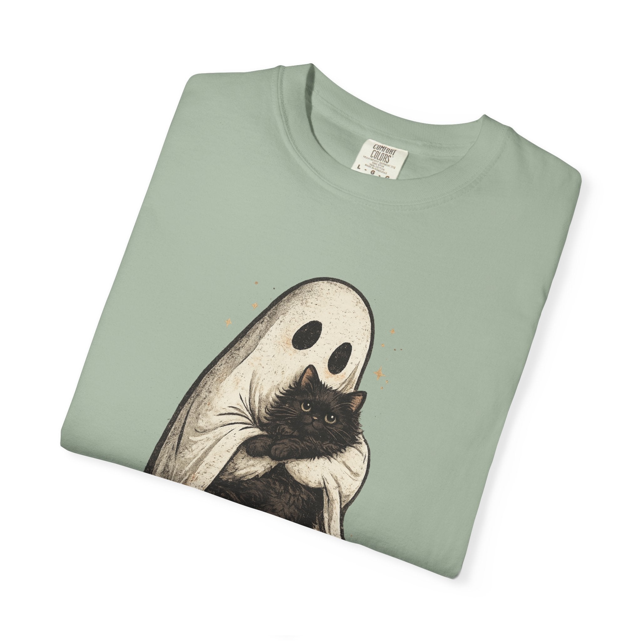 Ghost Hug T-Shirt — Cute Ghost Holding Cat Graphic Tee