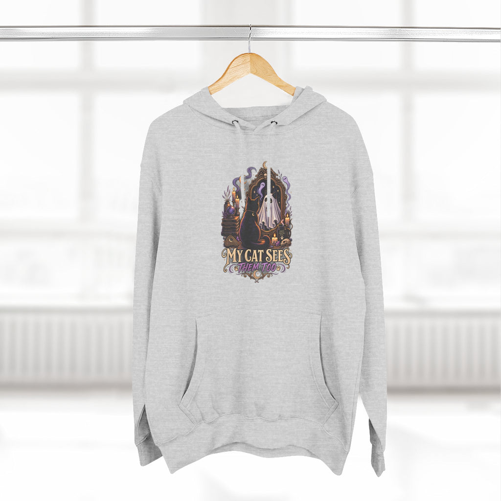 My Cat Sees Them Too- Black Cat Ghost Hoodie
