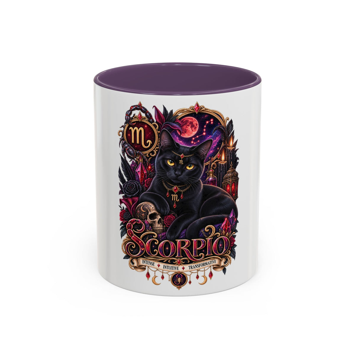 Scorpio Zodiac Black Cat Accent Coffee Mug – Astrology Gift (11oz & 15oz)