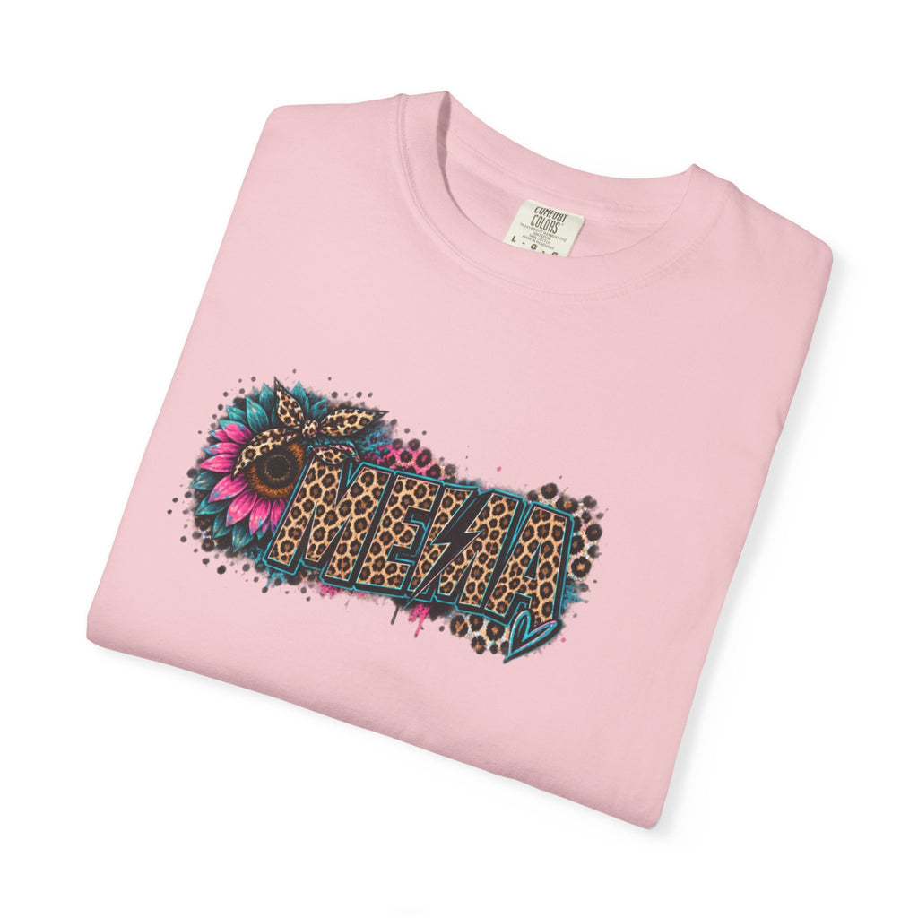 MEMA Leopard Floral Logo T-Shirt — Vintage Animal Print Graphic Tee
