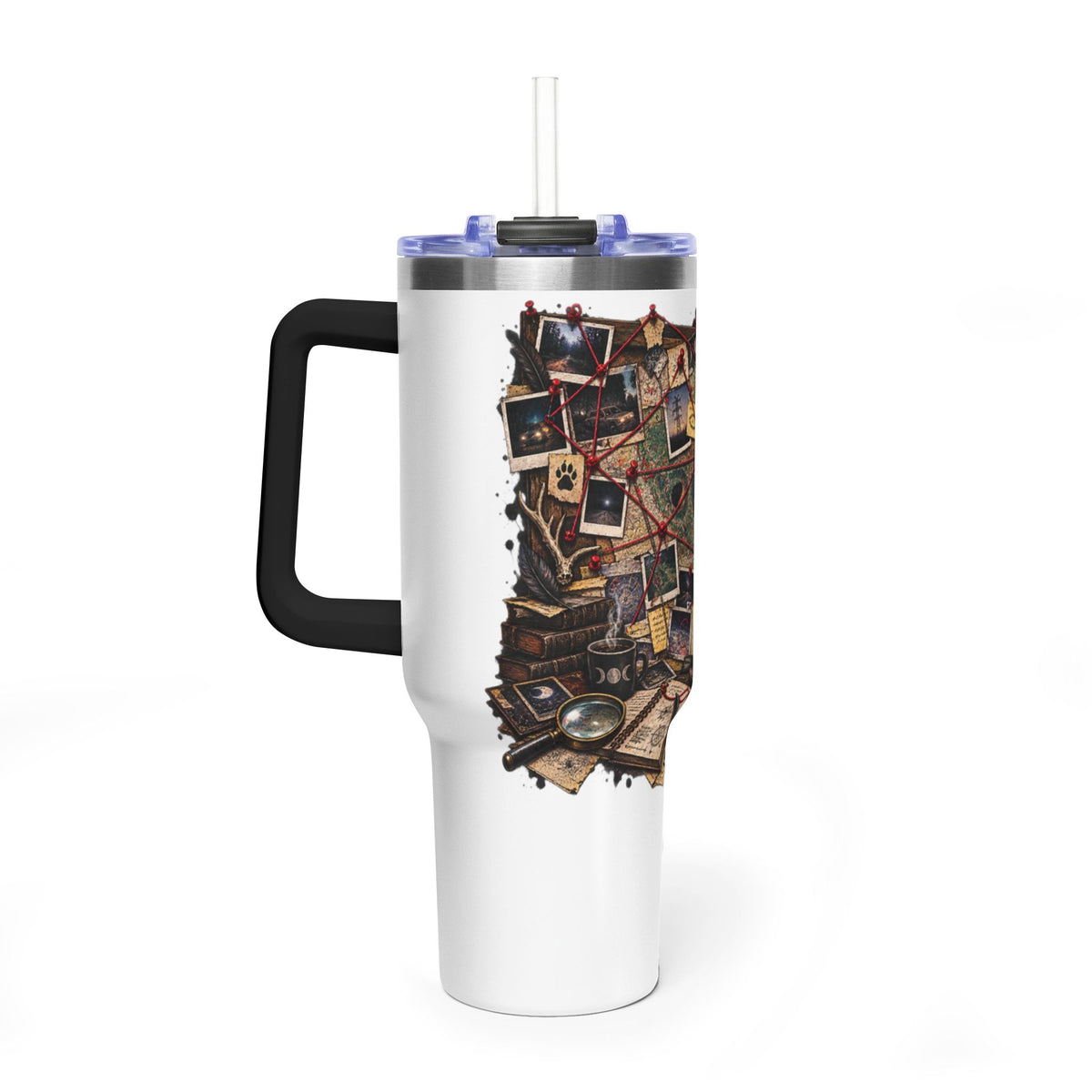 Mystery Board 40oz Vacuum Tumbler — Detective Case Files Design