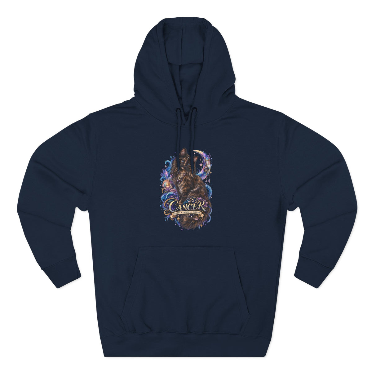 Cancer Tortoiseshell Cat Zodiac Hoodie — Zodiac Cat Graphic Fleece Pullover