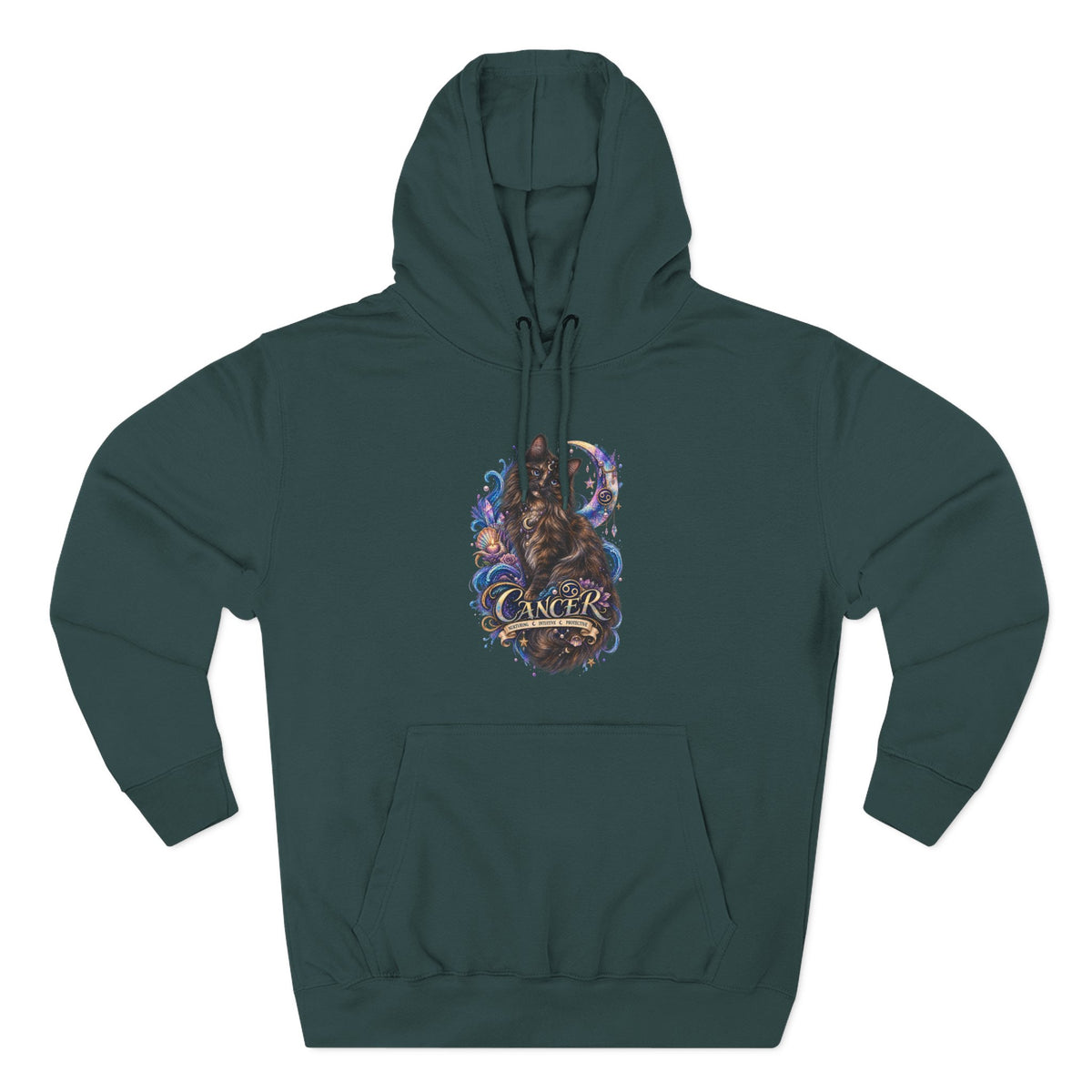 Cancer Tortoiseshell Cat Zodiac Hoodie — Zodiac Cat Graphic Fleece Pullover