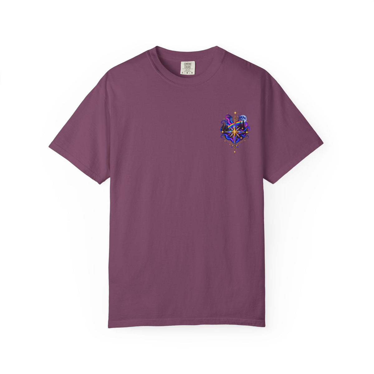 T-Shirt — "Guided by Light, Bound to Truth" Cosmic Forest Graphic