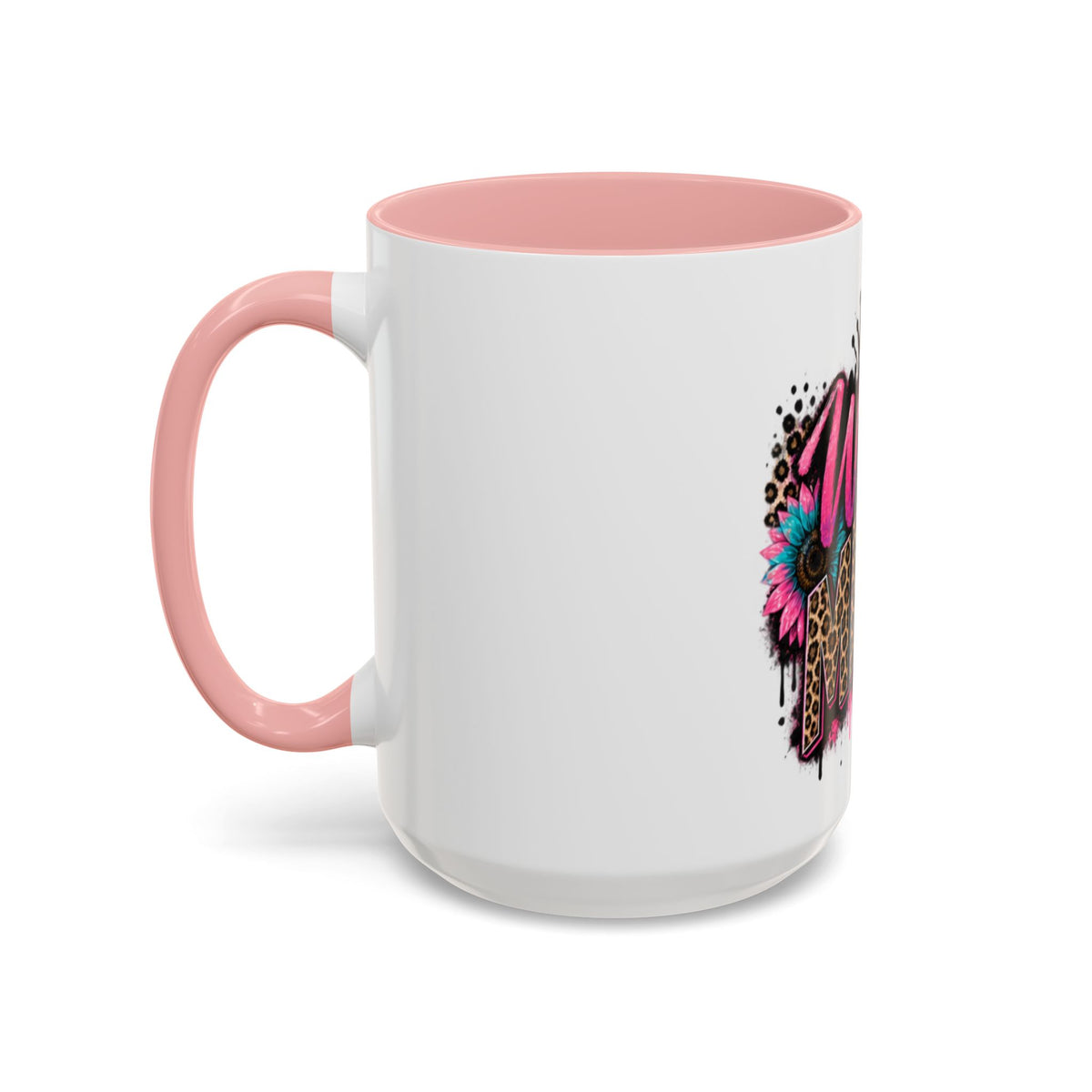 Wild Mama Leopard Accent Coffee Mug – Fun Mom Gift, Pink Crown Graphic (11/15 oz)