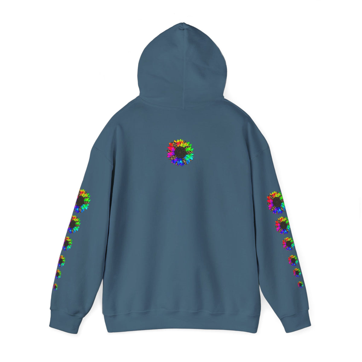 Inspirational Floral Hoodie – "Your Smile is Kind & Beautiful" Rainbow Sunflower Cozy Pullover