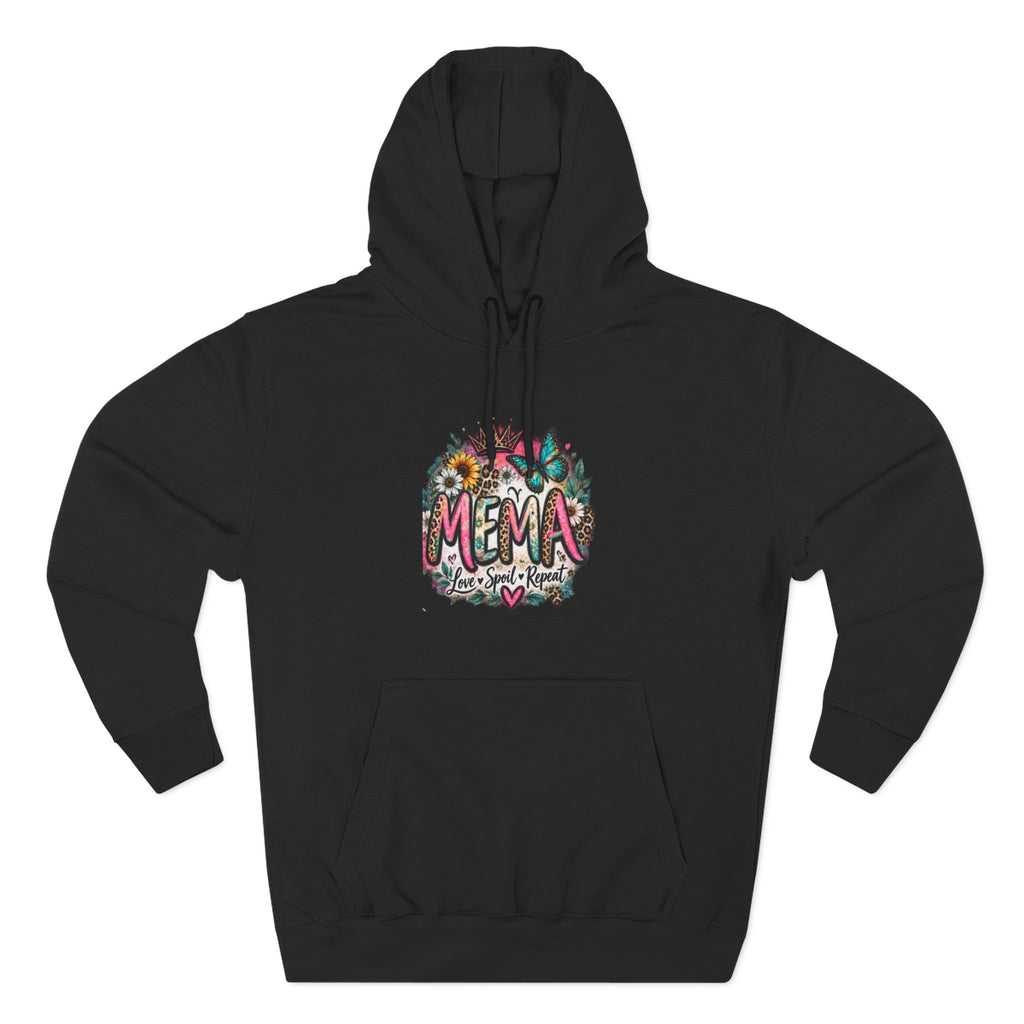 Mema Floral Hoodie — Cozy Fleece Pullover with Sunflower & Succulent Design