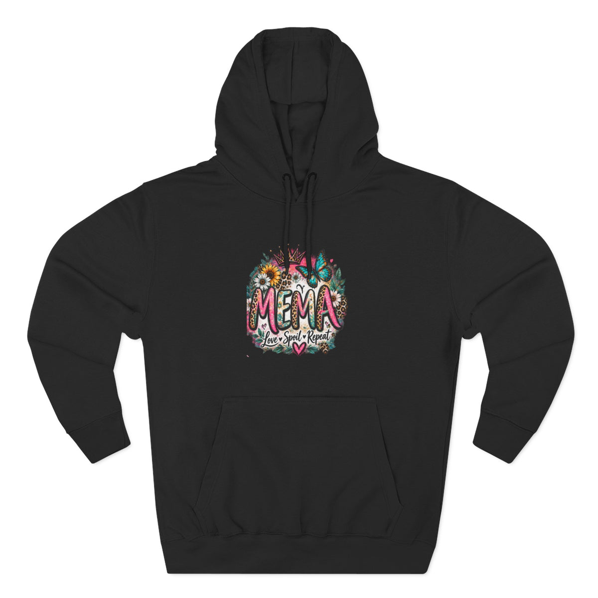 Mema Floral Hoodie — Cozy Fleece Pullover with Sunflower & Succulent Design