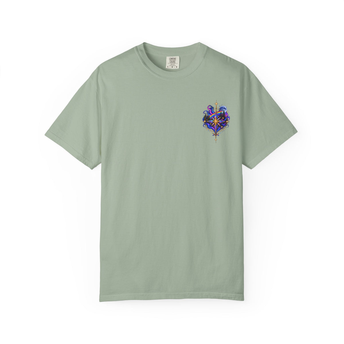 T-Shirt — "Guided by Light, Bound to Truth" Cosmic Forest Graphic