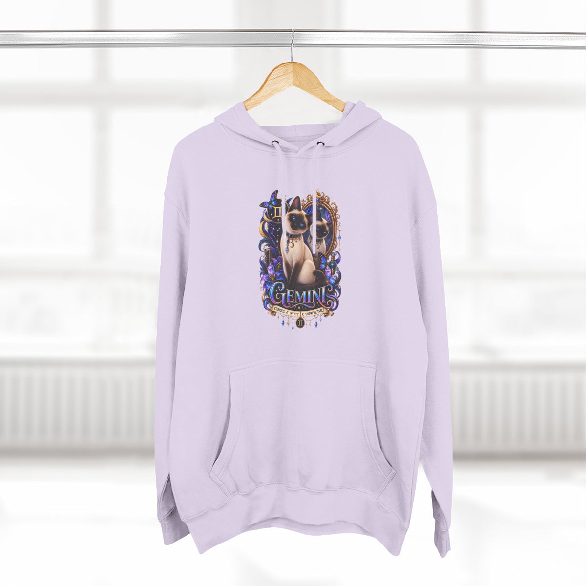 Gemini Siamese Zodiac Hoodie — Mystical Celestial Cat Astrology Design