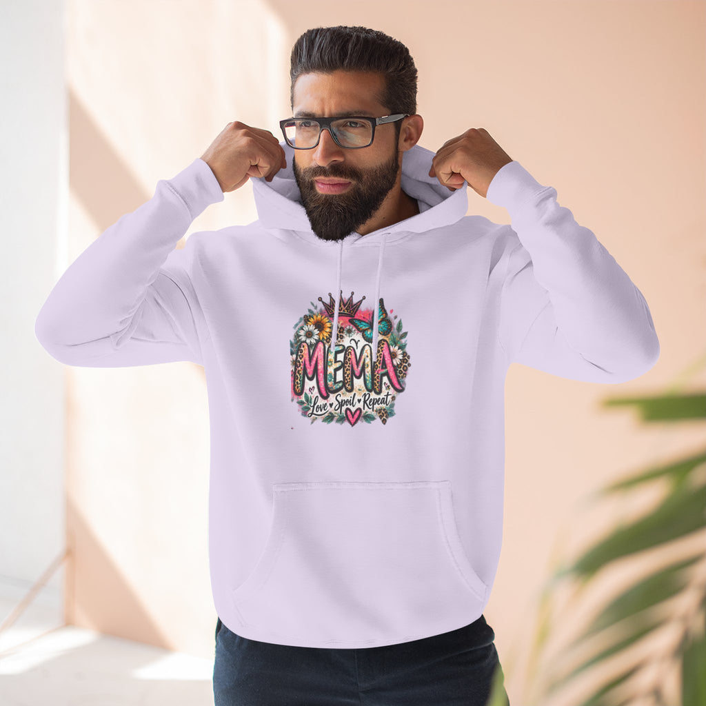 Mema Floral Hoodie — Cozy Fleece Pullover with Sunflower & Succulent Design