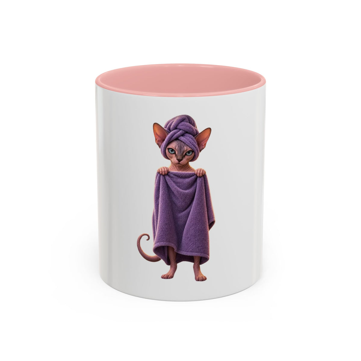 Sphynx Cat in Purple Towel Accent Coffee Mug (11/15 oz)