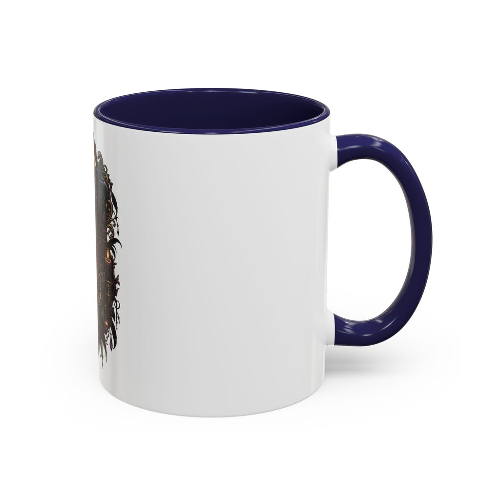 Gothic Raven & Skull Accent Coffee Mug — Dark Floral Occult Tea Cup