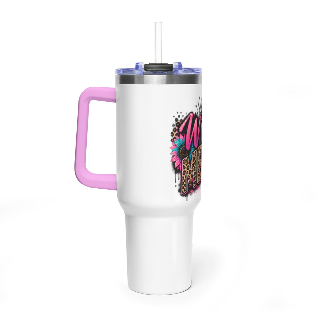40oz Tumbler - "Wild Mom" Leopard Print Thermal Travel Cup