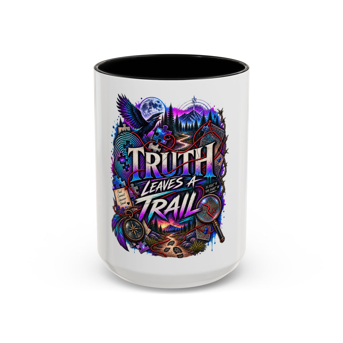 Truth Leaves a Trail Coffee Mug — Mystery Detective Noir Design (11/15 oz)