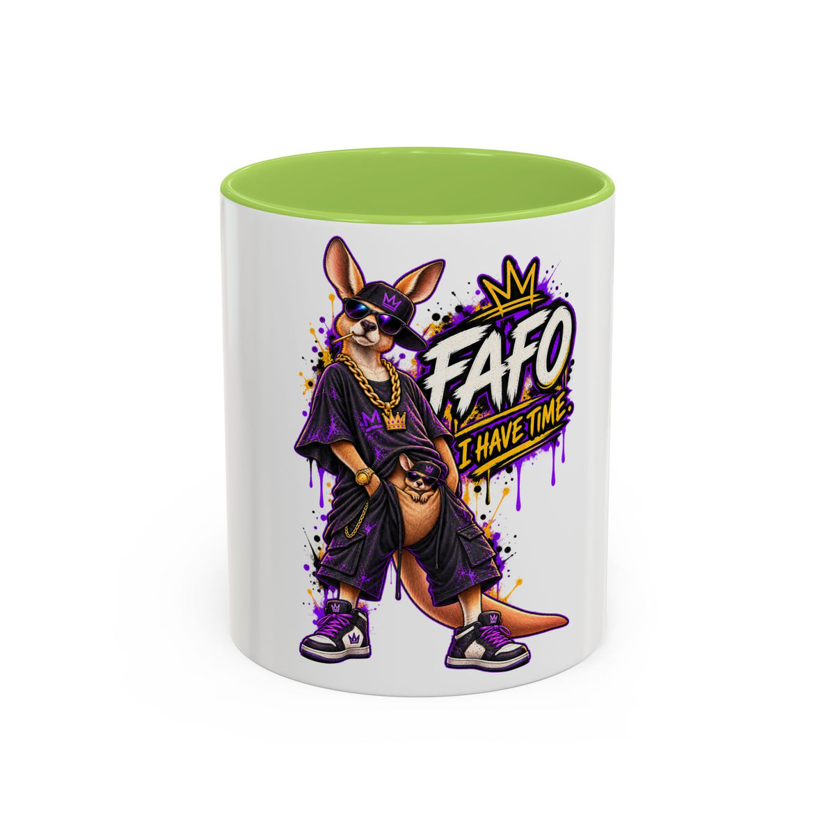 Kangaroo Streetwear Coffee Mug — "FAFO I Have Time" Accent Mug