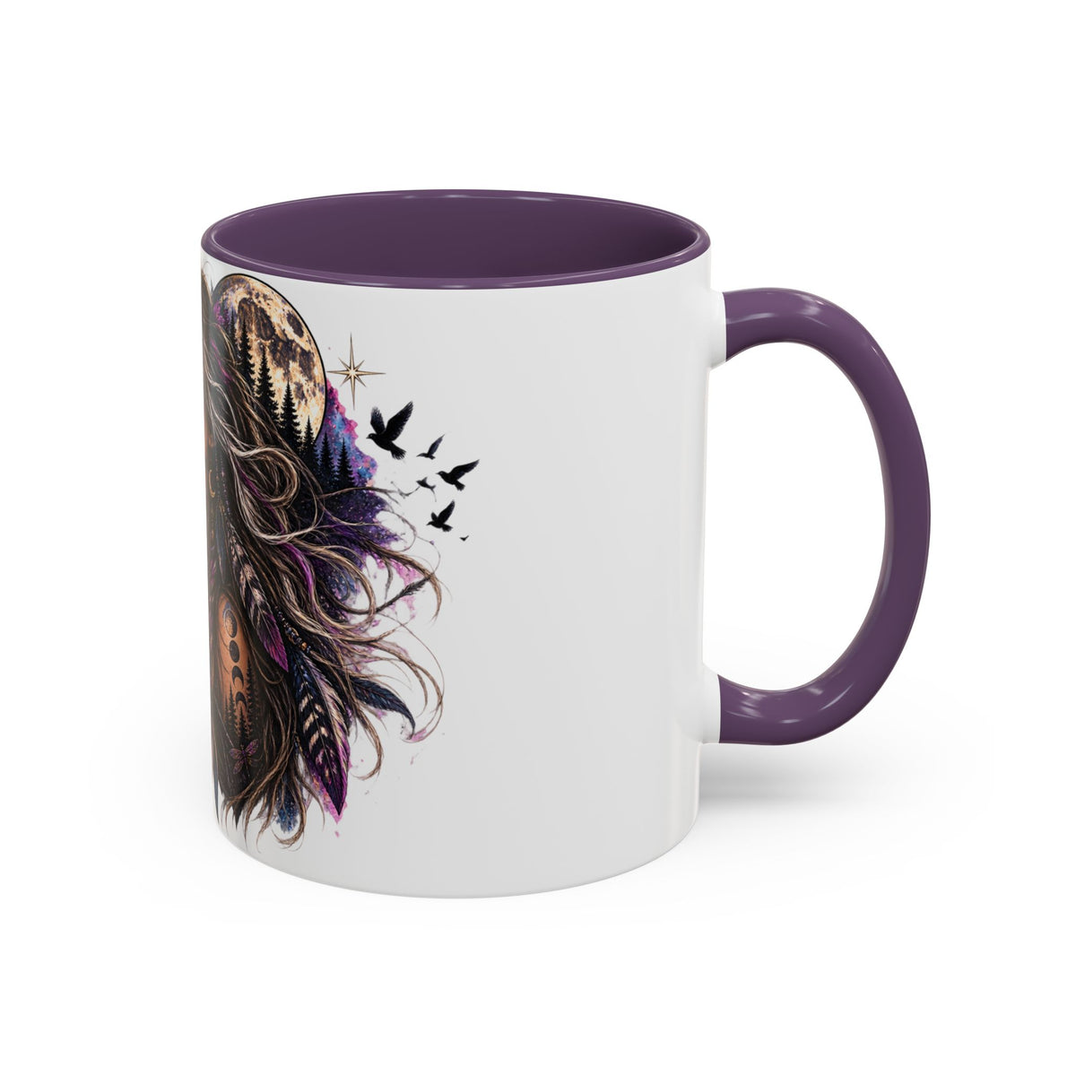 Feral Not Fragile Accent Coffee Mug — Wolf Goddess 11oz/15oz
