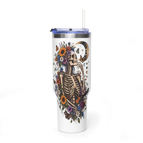 40oz Floral Skeleton Tumbler – Insulated Vacuum Travel Mug