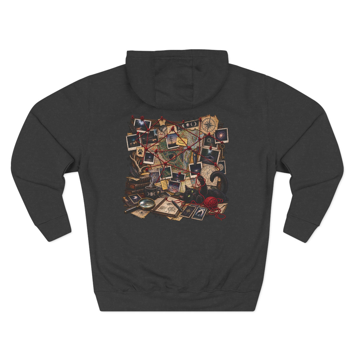 Detective Collage Hoodie — Vintage Mystery Photos & Magnifying Glass Graphic