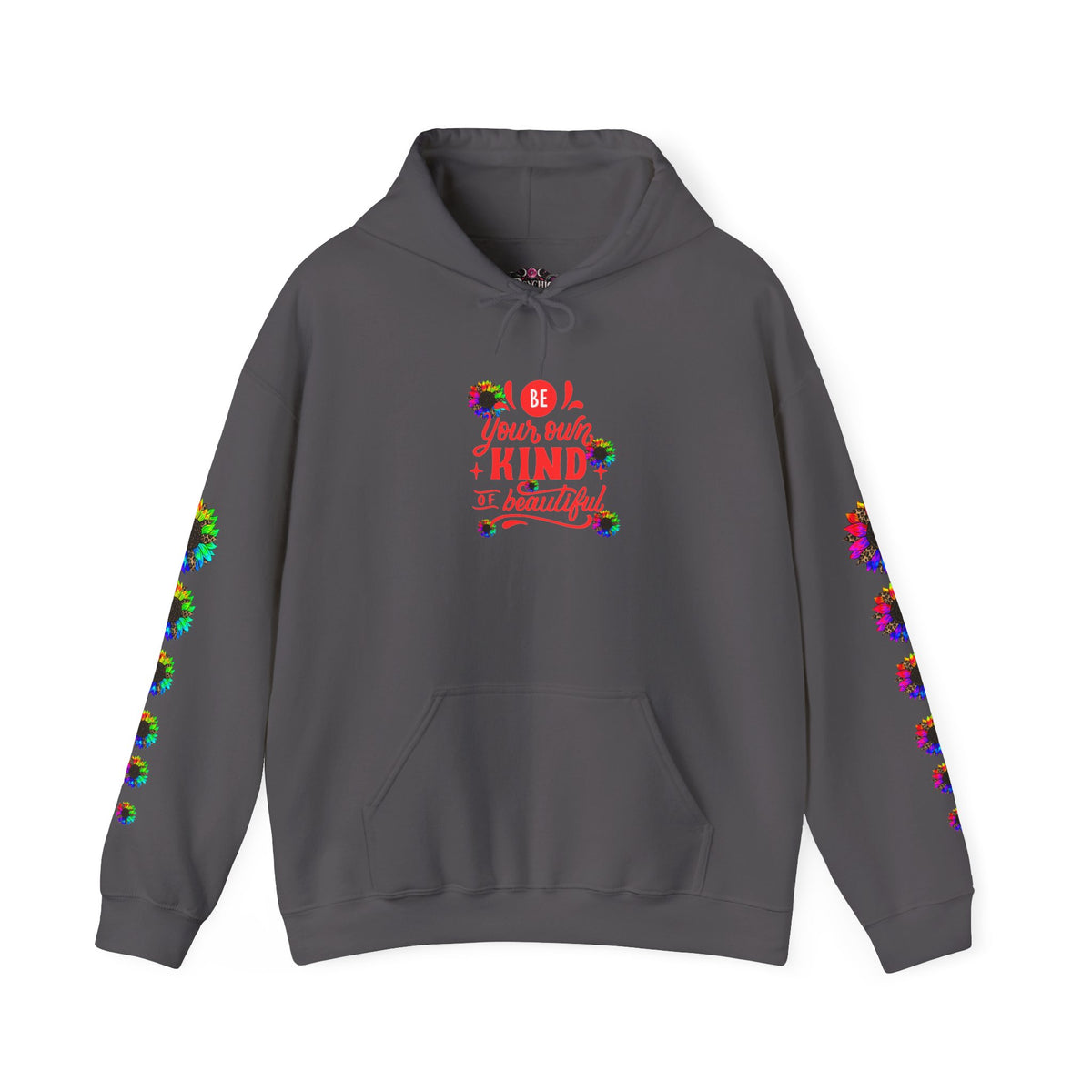 Inspirational Floral Hoodie – "Your Smile is Kind & Beautiful" Rainbow Sunflower Cozy Pullover