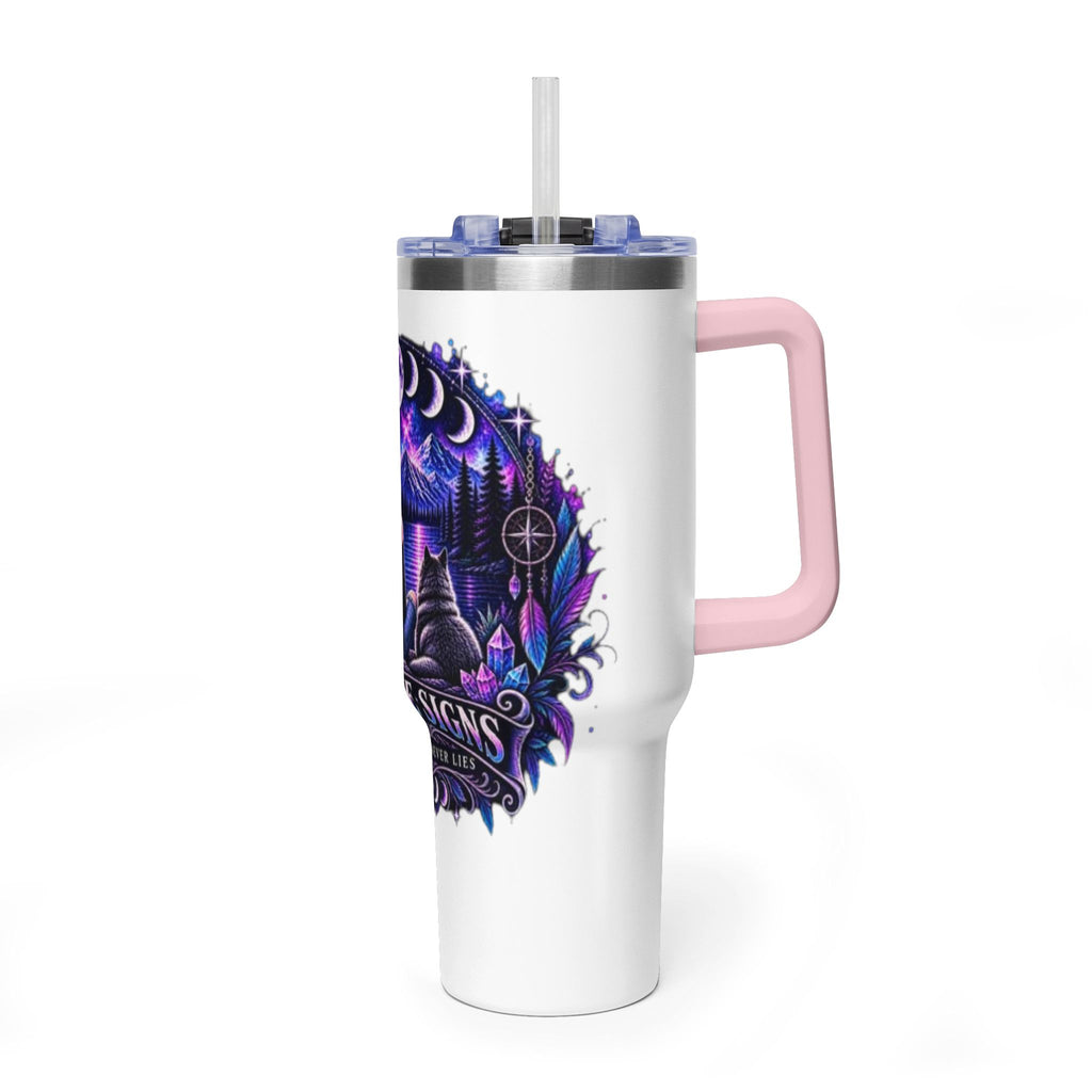 40oz Vacuum Tumbler – 'Trust the Signs' Moonlit Forest Design