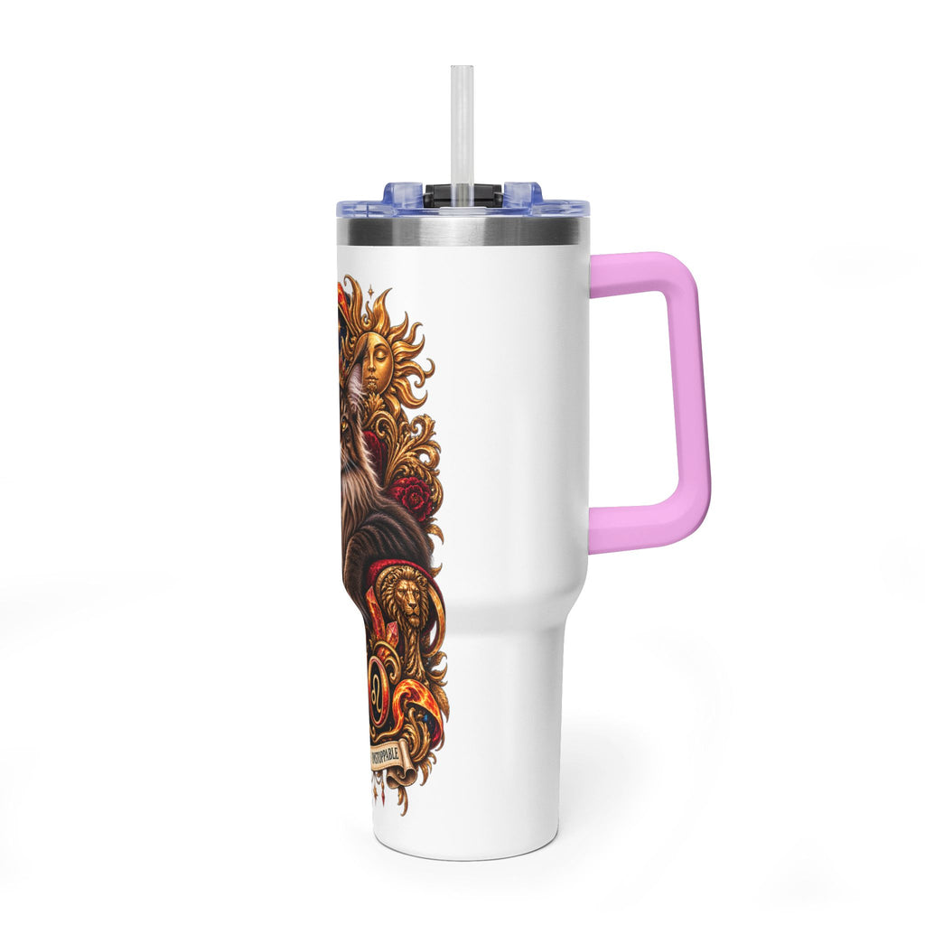 Leo Zodiac 40oz Vacuum Tumbler – Maine Coon Cat Astrology Travel Mug