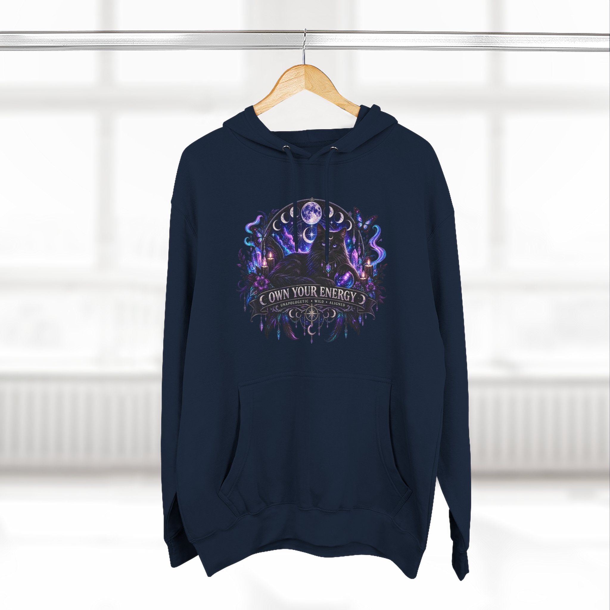 Mystical Black Cat Fleece Hoodie