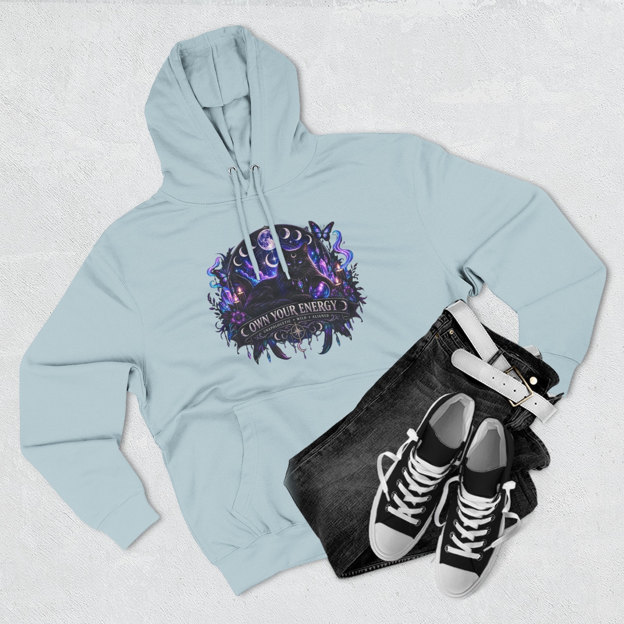 Mystical Black Cat Fleece Hoodie