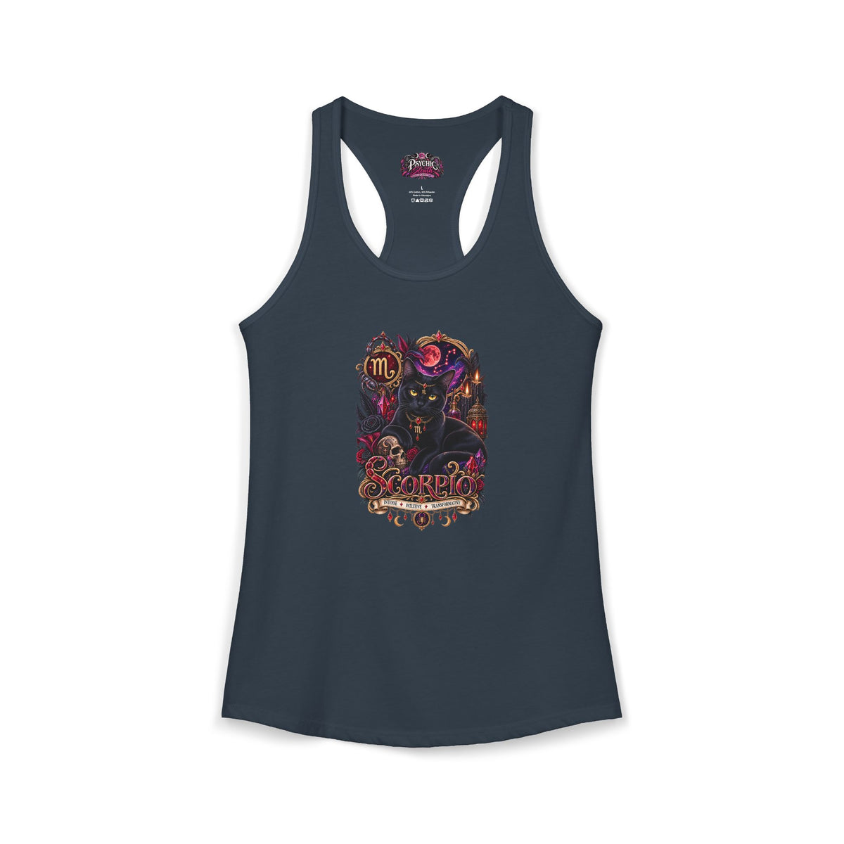 Scorpio Black Cat Bombay Zodiac Tank- Celestial Astrology Cat Lover Tank