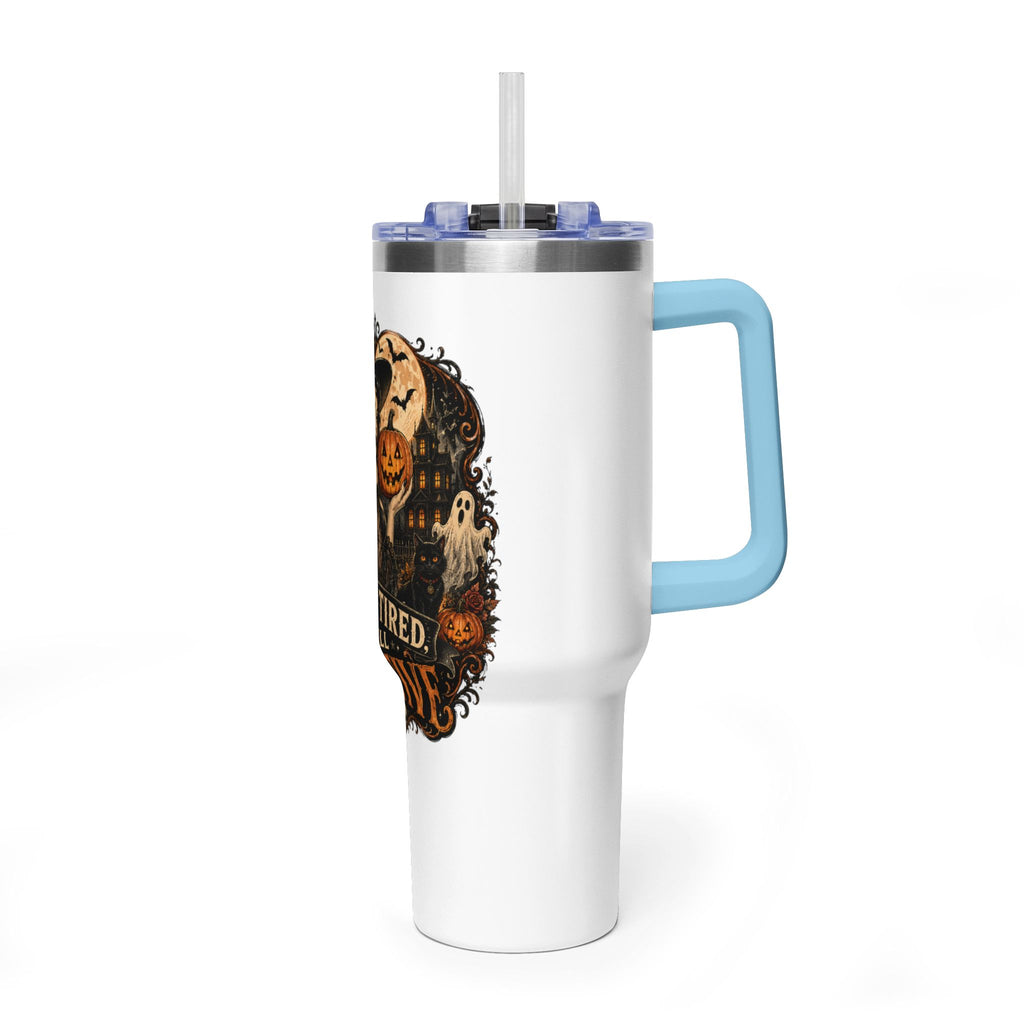 40oz Halloween Tumbler — "Dead Tired, Still Festive" Thermal Cup